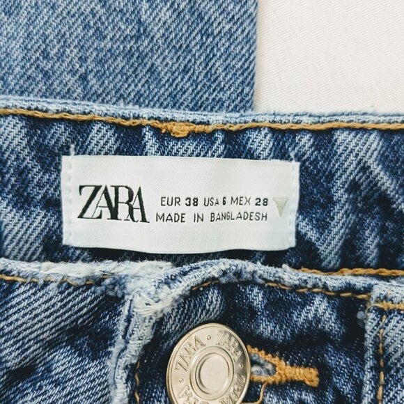 Straight Leg 100% Cotton Zara Jeans Women's Size 6 Distressed - Picture 6 of 6